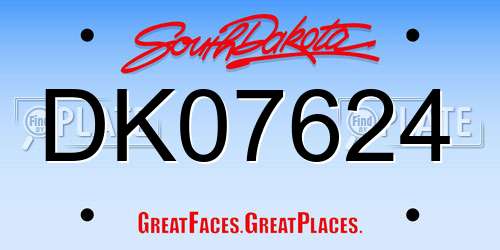 DK07624 South Dakota License Plate