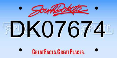 DK07674 South Dakota License Plate