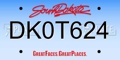 DK0T624 South Dakota License Plate