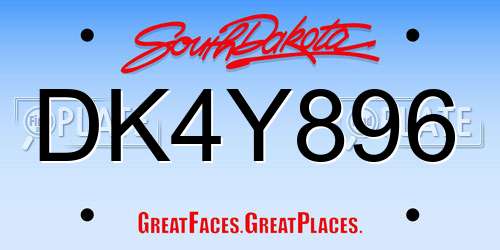 DK4Y896 South Dakota License Plate