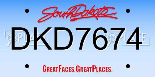 DKD7674 South Dakota License Plate