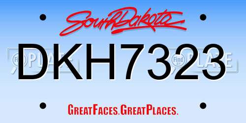 DKH7323 South Dakota License Plate
