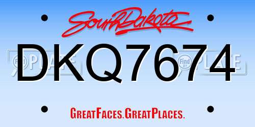 DKQ7674 South Dakota License Plate