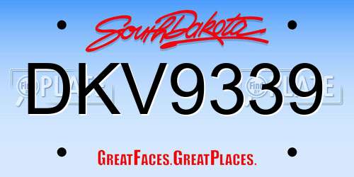 DKV9339 South Dakota License Plate