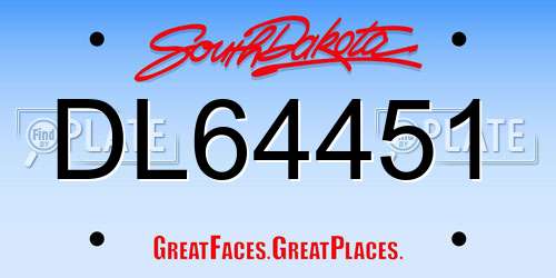 DL64451 South Dakota License Plate
