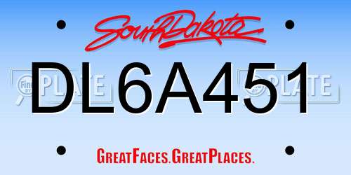 DL6A451 South Dakota License Plate