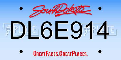 DL6E914 South Dakota License Plate
