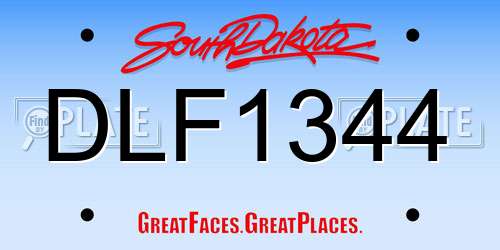 DLF1344 South Dakota License Plate