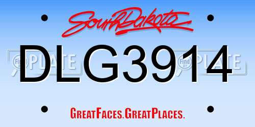 DLG3914 South Dakota License Plate