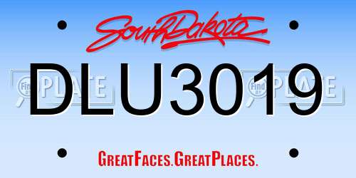 DLU3019 South Dakota License Plate