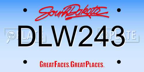 DLW243 South Dakota License Plate
