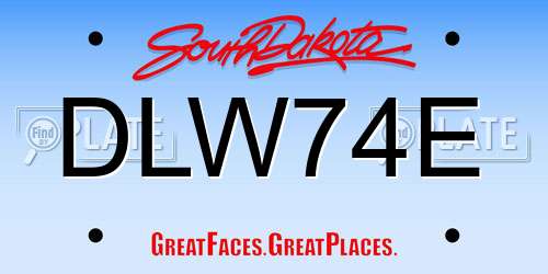 DLW74E South Dakota License Plate