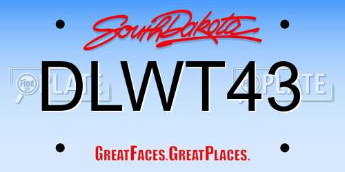 DLWT43 South Dakota License Plate