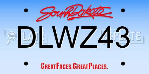 DLWZ43 South Dakota License Plate