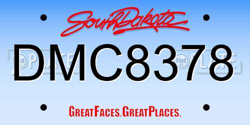 DMC8378 South Dakota License Plate