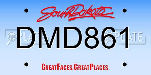 DMD861 South Dakota License Plate