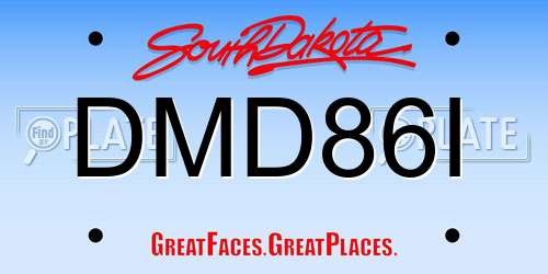 DMD86I South Dakota License Plate