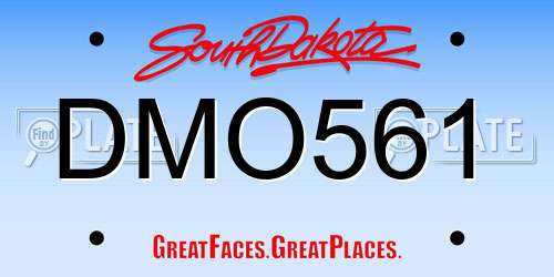 DMO561 South Dakota License Plate
