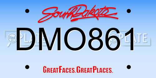 DMO861 South Dakota License Plate