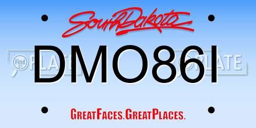 DMO86I South Dakota License Plate