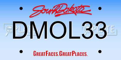 DMOL33 South Dakota License Plate