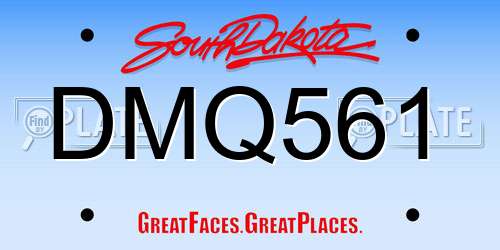 DMQ561 South Dakota License Plate
