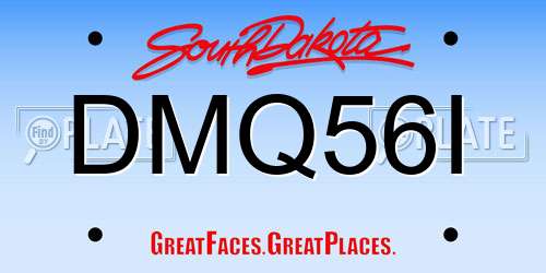 DMQ56I South Dakota License Plate
