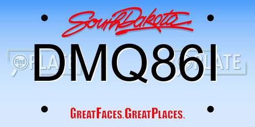 DMQ86I South Dakota License Plate