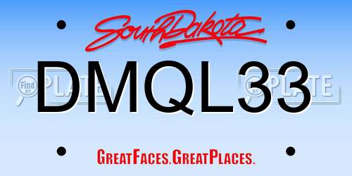DMQL33 South Dakota License Plate