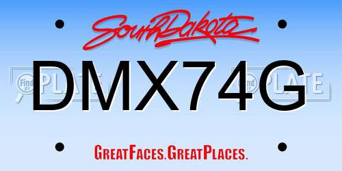DMX74G South Dakota License Plate
