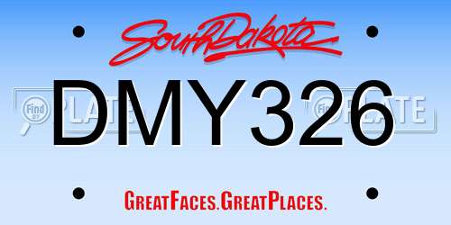 DMY326 South Dakota License Plate