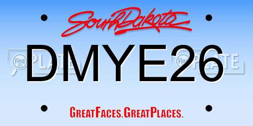 DMYE26 South Dakota License Plate