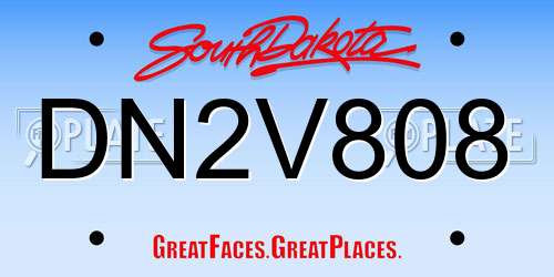 DN2V808 South Dakota License Plate