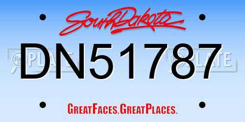 DN51787 South Dakota License Plate