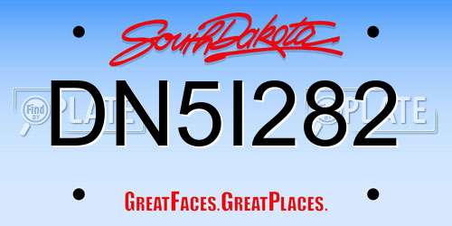 DN5I282 South Dakota License Plate