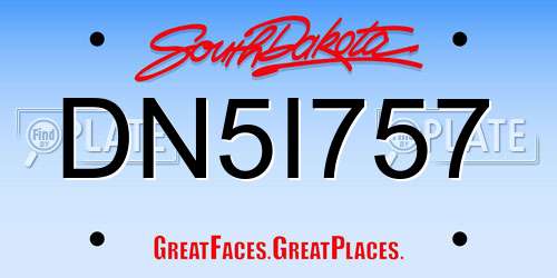 DN5I757 South Dakota License Plate