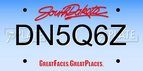 DN5Q6Z South Dakota License Plate