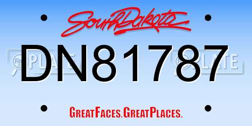 DN81787 South Dakota License Plate