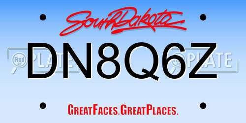 DN8Q6Z South Dakota License Plate