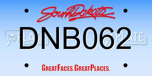 DNB062 South Dakota License Plate