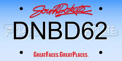 DNBD62 South Dakota License Plate