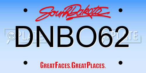 DNBO62 South Dakota License Plate