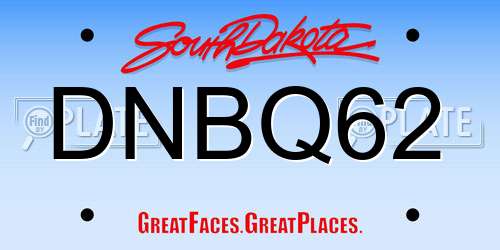 DNBQ62 South Dakota License Plate