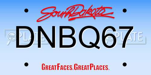 DNBQ67 South Dakota License Plate