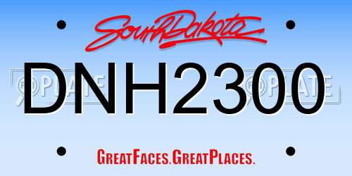 DNH2300 South Dakota License Plate