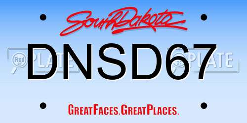 DNSD67 South Dakota License Plate