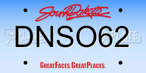DNSO62 South Dakota License Plate