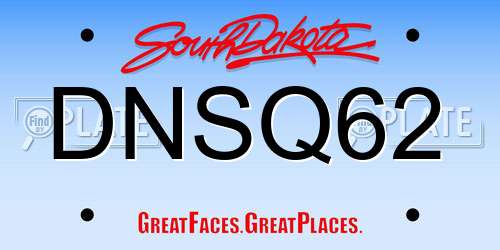 DNSQ62 South Dakota License Plate