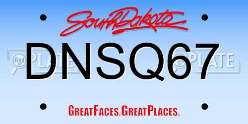 DNSQ67 South Dakota License Plate