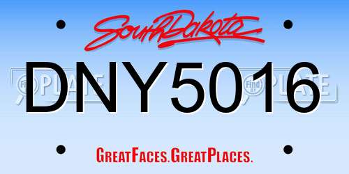 DNY5016 South Dakota License Plate